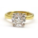 18ct gold single stone diamond ring hallmarked, diamond approx 1.