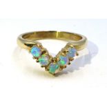 9ct gold opal wishbone ring hallmarked Condition Report & Further Details Approx 2.