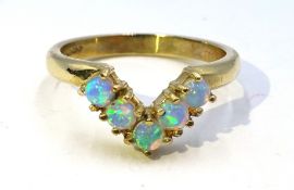 9ct gold opal wishbone ring hallmarked Condition Report & Further Details Approx 2.