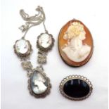 Gold cameo brooch, stamped 9ct,