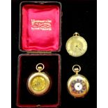 9ct gold ladies continental pocket watch, stamped K9 cased,