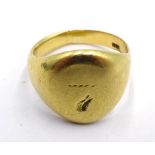 Gold signet ring stamped 18ct, approx 9.