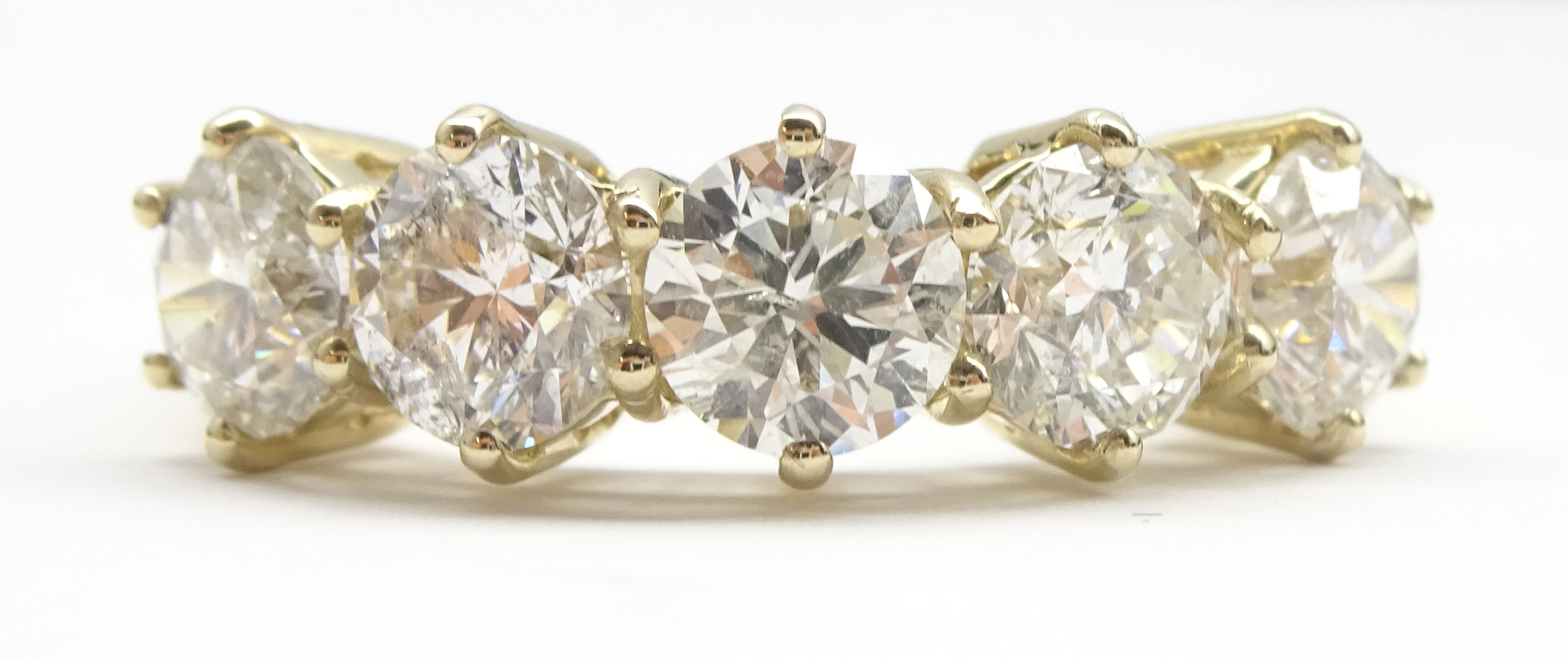 18ct gold five stone round brilliant cut diamond ring hallmarked, total diamond weight 2. - Image 3 of 3