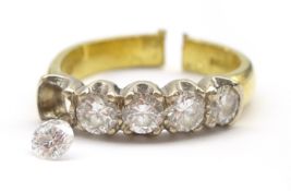 18ct gold five stone diamond ring,