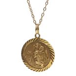 9ct gold St Christopher pendant necklace hallmarked, approx 4.