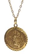 9ct gold St Christopher pendant necklace hallmarked, approx 4.