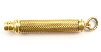 9ct gold propelling pencil with engine turned decoration by E Baker & Son,