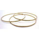 Three 9ct gold bangles hallmarked, approx 8.