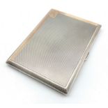 Engine turned silver cigarette case with gilded interior and inscription 'Portland Lodge,