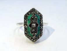 Silver turquoise and marcasite ring,