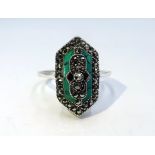 Silver turquoise and marcasite ring,