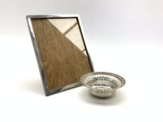 Plain silver upright table photograph frame 22cm x 17cm overall Birmingham 1915 and a silver