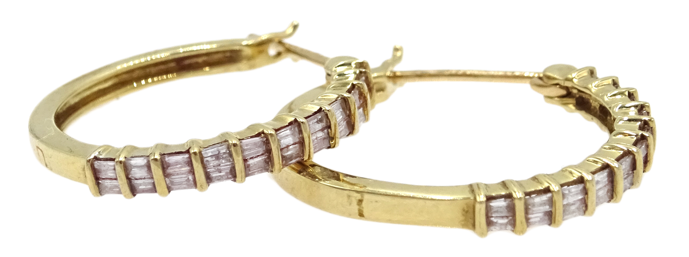 Pair of 9ct gold diamond set hoop earrings, - Image 3 of 3