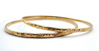 Two 14ct gold bangles hallmarked, approx 19.