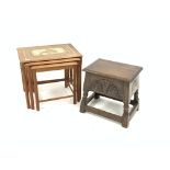 Tile top nest of three tables,