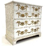 19th century Regency design white painted pine chest of two short and three long graduating drawers,