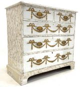 19th century Regency design white painted pine chest of two short and three long graduating drawers,