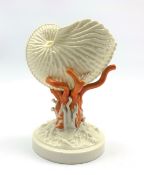 Belleek first period Nautilus on coral vase H22cm Condition Report & Further Details