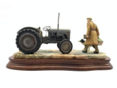 Border Fine Arts 'An Early Start' (Massey Ferguson Tractor) by Ray Ayres JH91B on wooden base