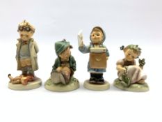 Four Hummel Goebel figures, 'Afternoon Nap', 'Garden Splendor', 'Postman' and 'Doctor', H12cm,