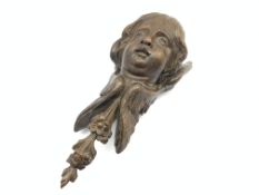 Carved oak figure of an angels head believed to be from York Minster and bought at a fundraising