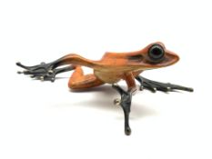 Tim Cotterill 'Frogman' orange enamelled bronze limited edition sculpture of a frog Model number