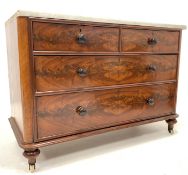 Victorian mahogany chest of two short and two long graduated drawers, with marble top,