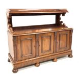 Victorian mahogany mirror back sideboard, raised back with three quarter galleried top,