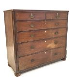 19th century mahogany chest of two short and four long graduating drawers,