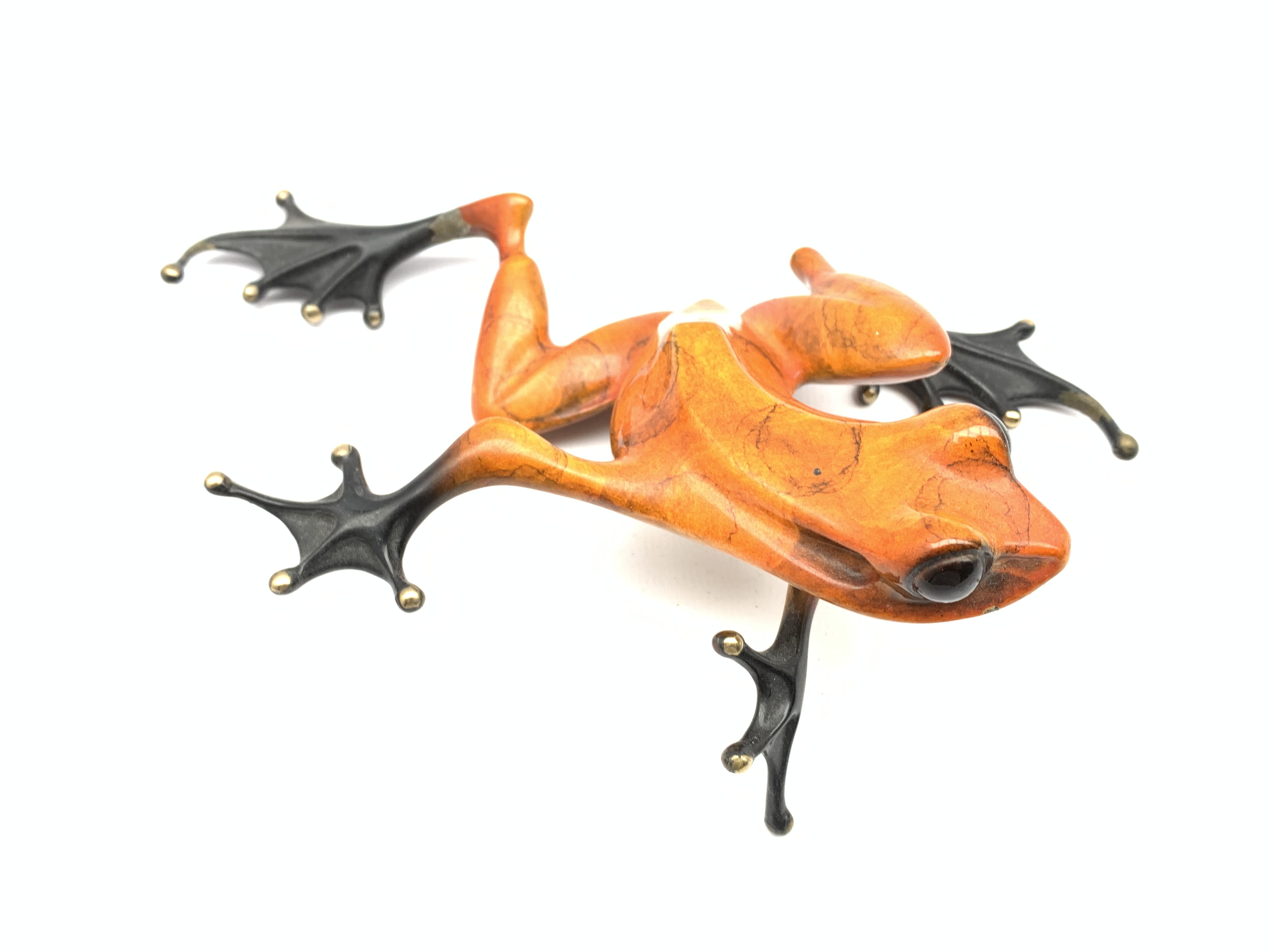 Tim Cotterill 'Frogman' orange enamelled bronze limited edition sculpture of a frog Model number - Image 2 of 3