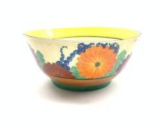 Clarice Cliff Bizarre 'Gayday' pattern circular bowl with Newport Pottery black factory mark D22cm