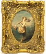 Oval oleograph of a classical scene, in ornamental gilt frame,