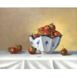 Johannes Eerdmans (Dutch 1950-) still life of a bowl of strawberries, signed, 23cm x 29cm,