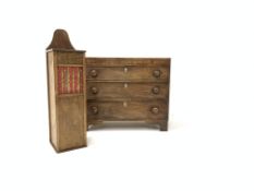Small 19th century mahogany chest of three graduating drawers, turned pull handles,