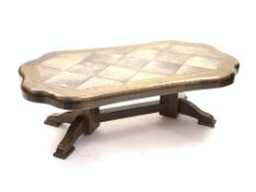 20th century solid oak coffee table with tile top,