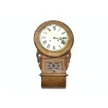 Victorian inlaid walnut cased drop dial wall clock,