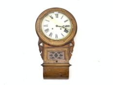 Victorian inlaid walnut cased drop dial wall clock,