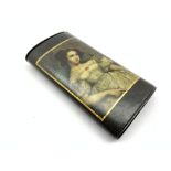Early Victorian Stobwasser papier mache Cigar case of elliptical form painted with a portrait of a