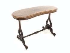 Victorian walnut kidney shape centre table,