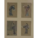 Set of four Chinese prints with figures and script and four others,