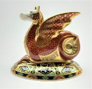 Royal Crown Derby limited edition paperweight modelled as The Wessex Wyvern from the Heraldic