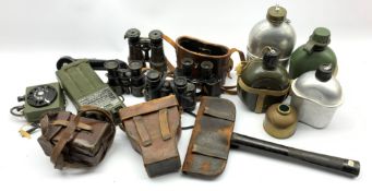 Militaria and similar items including 'Racal' field telephone, a cased pair of A.