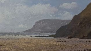 Gareth Thomas 'Caswell Bay towards Pwll Du, Gower' pastel, signed,