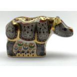 Royal Crown Derby limited edition paperweight modelled as a Black Rhino Baby designed by John