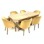Early 20th century Art Deco walnut dining table,