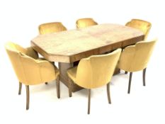 Early 20th century Art Deco walnut dining table,