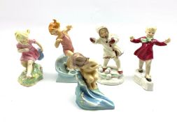 Five Royal Worcester figures, 'January', 'March', 'July', 'August' and 'December',
