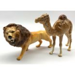 Beswick model of a camel No.1044 and another of a lion No.