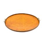 Edwardian satinwood oval gallery tray with brass handles W66cm Condition Report & Further