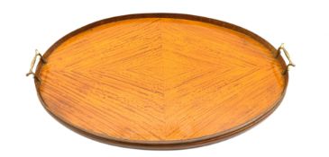 Edwardian satinwood oval gallery tray with brass handles W66cm Condition Report & Further